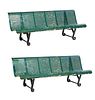 Pair of French Cast Iron Park Benches, early 20th c., with pierced rolled backs over pierced rolled seats, on large flat scrolled legs, H.- 28 3/4 in.