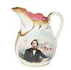 Rudolph T. Lux (German/New Orleans, 1815-1858), A Rare Hand Painted Porcelain Pitcher with a portrait of John H. Keller standing in front of his soap 