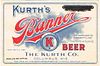 1933 Kurth's Banner Beer Label 14oz WI74-11 Columbus, Wisconsin