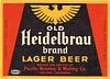 1939 Old Heidelbrau Lager Beer 11oz Label WS50-20 San Jose, California