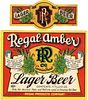 1933 Regal Amber Lager Beer 11oz Label WS44-07 San Francisco, California