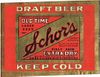 1937 Schor's Old Time Lager Beer Label 64oz Half Gallon IL102-08 Springfield, Illinois