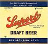 1938 Superb Draft Beer Label 64oz Half Gallon IL15-25 Chicago, Illinois