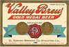 1935 Valley Brew Gold Medal Beer 11oz Label WS56-06 Stockton, California