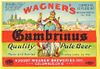 1947 Wagner's Gambrinus Pale Beer 12oz Label OH55-25 Columbus, Ohio