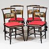 Set of Four Painted and Parcel-Gilt Rush Seat Fancy Chairs