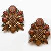 Pair of American Polychrome  Carved Giltwood Curved Decorative Mounts in the Form of Fruit