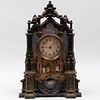 Gothic Revival Style Polychromed Iron Mantel Clock