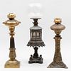Group of Three Metal Oil Lamps