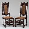 Pair of Late Renaissance Revival Carved Walnut Side Chairs