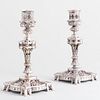 Pair of Gothic Revival Style Cast Metal Candlesticks