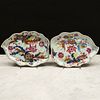 Pair of Chinese Export Porcelain 'Pseudo Tobacco Leaf' Shaped Dishes