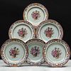 Set of Six Chinese Export Famille Rose Porcelain Plates