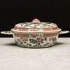 Chinese Export Famille Verte Porcelain Ecuelle and Cover