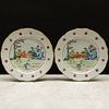 Pair of Chinese Export Porcelain Plates Decorated with European Bird Catchers