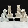 Two Pairs of Blanc de Chine Porcelain Buddhistic Lion Joss Stick Holders