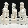 Group of Six Blanc de Chine Porcelain Buddhistic Lion Joss Stick Holders