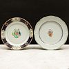 Export Porcelain Indian Market Plate and a Chinese Export Famille Rose Porcelain Plate