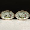 Pair of Small Chinese Export Famille Rose Porcelain Peacock Platters