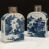 Two Chinese Export Blue and White Porcelain Tea Caddies