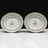 Pair of Chinese Export Porcelain Crested and Initialed Basket Stands