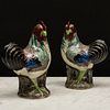 Pair of Chinese Export Famille Verte Porcelain Models of Cockerels