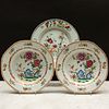 Pair of Famille Rose Porcelain Octagonal Soup Plates and a Plate