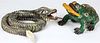 2 Vintage Mexican Carved Wood Reptiles