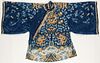 Antique Chinese Blue Silk Dragon Robe