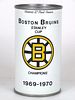 1970 Black Label Beer 1969-1970 Boston Bruins 12oz Tab Top Can T206-05 Natick, Massachusetts