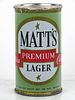 1964 Matt's Premium Lager Beer 12oz Flat Top Can 94-38 Utica, New York