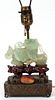 CHINESE GREEN QUARTZ FOO DOG MOUNTED AS TABLE LAMP