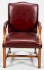 FEDERAL STYLE LEATHER & MAHOGANY LOLLING CHAIR