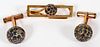 14KT YELLOW GOLD TIE BAR AND GOLD FILLED CUFFLINKS