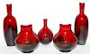 ROYAL DOULTON FLAMBE VEINED VASES FIVE