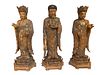 Ming Dynasty, A Group of Three Gold Pasted Buddha