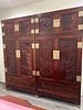 A Four Piece of Set of Pair Chinese Hardwood Top Cabinet