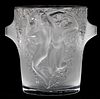 LALIQUE 'GANYMEDE' FROSTED GLASS CHAMPAGNE COOLER, H 9", DIA 9"
