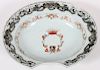 CHINESE EXPORT ARMORIAL PORCELAIN BARBER'S BOWL