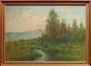 "CAMPS ON LAKE PONTCHARTRAIN" OIL PAINTING