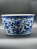 A blue and white bird and flower porcelain vat