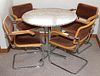 GRANITE-TOP DINETTE TABLE & SET OF SUEDE ARMCHAIRS