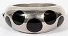 MEXICAN STERLING & ONYX HINGED BANGLE BRACELET