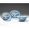 Chinese Export Blue Canton Porcelain Serving Pieces 