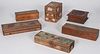 Pyrography Boxes with Painted Floral Decoration, Plus 