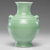 Late Qing Celadon Vase with Qianlong Mark 