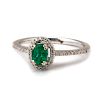 Ladies 14 Karat White Gold Emerald and Diamond Ring 