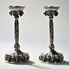Pair of Mexican Silver Candlesticks