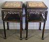 Two Antique Asian Hardwood Marble Top Tables.