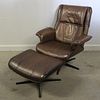 Eames Style Leather Upholstered Chair & Ottoman